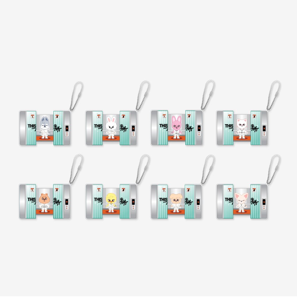 [Stray Kids|ستراي كيدز] (One) STRAY KIDS - SKZOO Capsule Acrylic Keyring (THIS & THAT Pop-up Store) | ستراي كيدز - ميدالية أكريليك سكزو (كبسولة المصعد) (متجر «ذيس آند ذات» المؤقت)