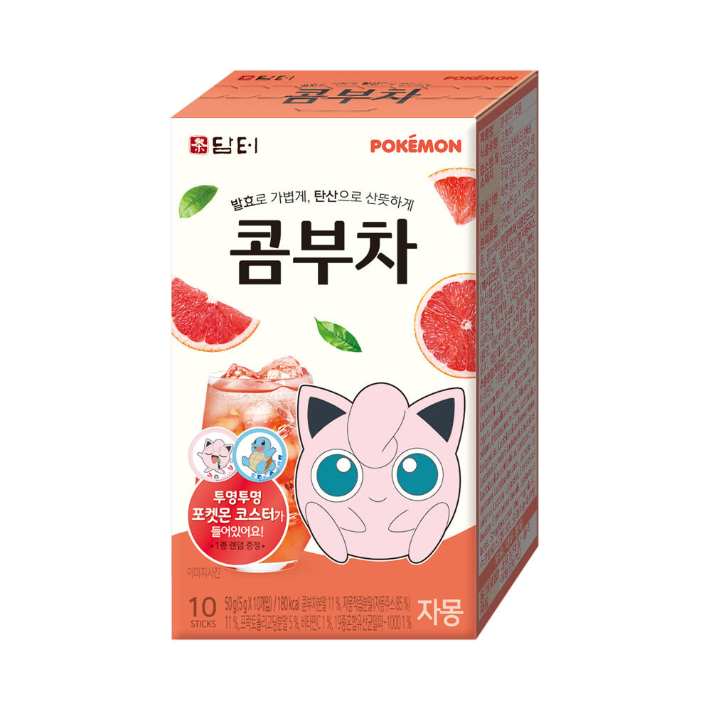 [Food|طعام] (One) Damter - Pokemon Kombucha Grapefruit 10T | دامتر - كومبوتشا بوكيمون بطعم الجريب فروت - 10 أظرف