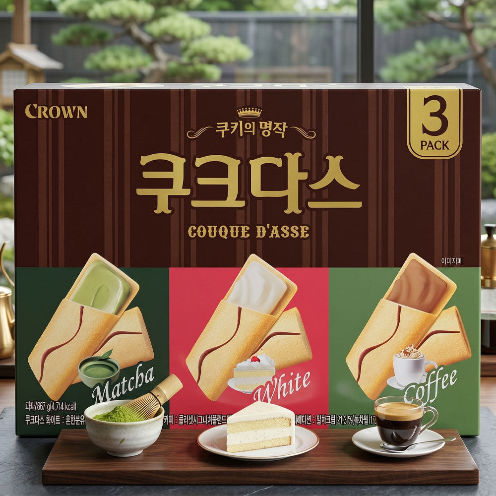 [Food|طعام] (Set) Crown - Cookdas Matcha Edition 289g x 3 Packs | كراون - كوكداس بنكهة الماتشا 289غ × 3 علب