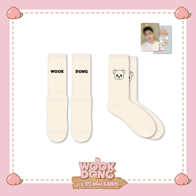 [Actor|ممثل] (One) LEE DONGWOOK - Peach Farm Socks Set (WOOKDONG From the PEACH FARM (Tokyo Pop-up Store)) | لي دونغ ووك - طقم جوارب مزرعة الخوخ