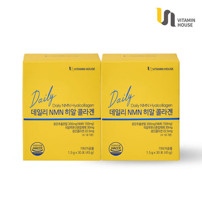 [Vitamin&Health|فيتامين&صحة] (Set) Vitaminhouse - Daily NMN Hyal-Collagen - 30 Sticks x 2 (2 Months) | فيتامين هاوس - NMN هيال كولاجين اليومي - 30 ظرفاً × 2