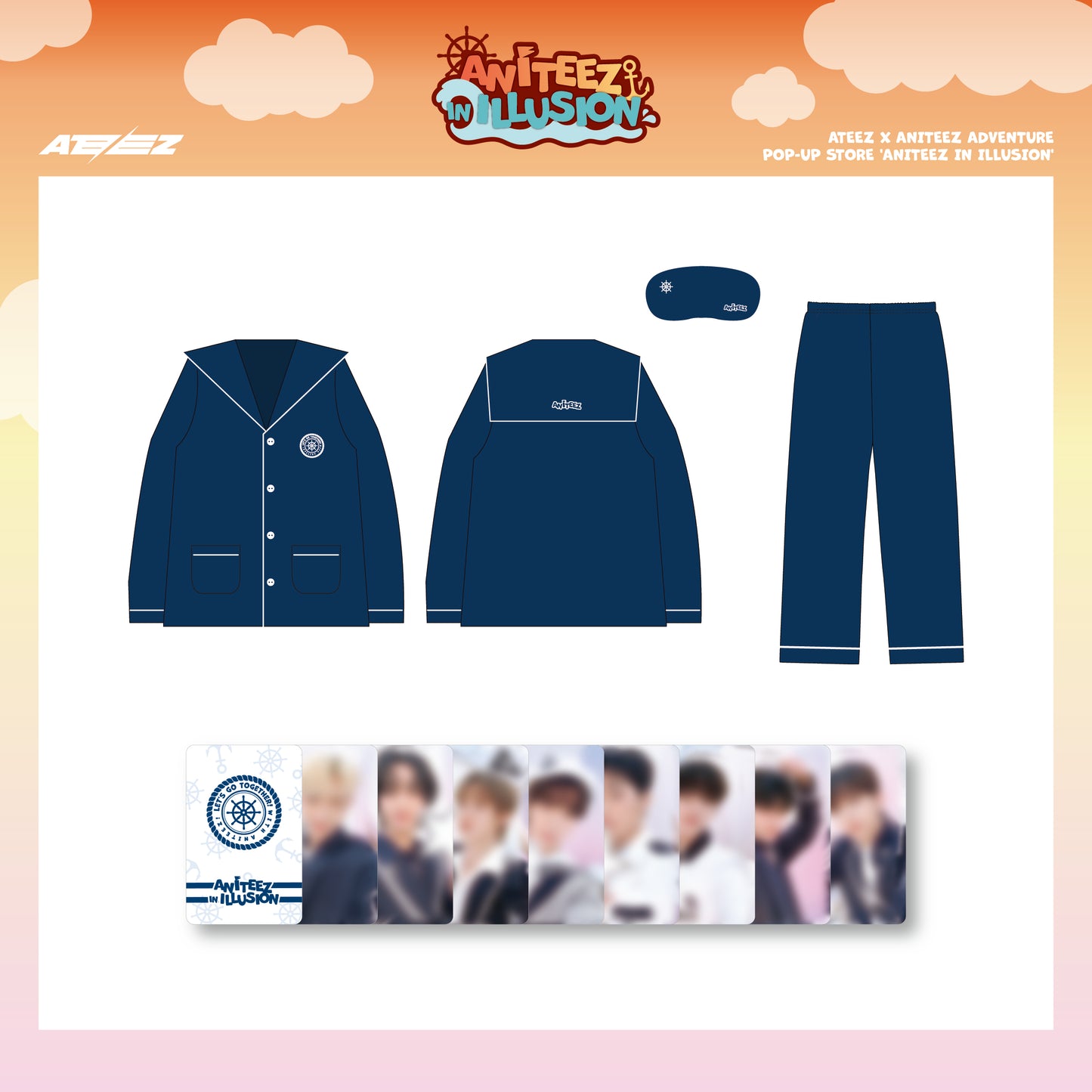 (ONE) ATEEZ - [ANITEEZ] PAJAMAS & SLEEP SHADE SET , ANITEEZ IN ILLUSION