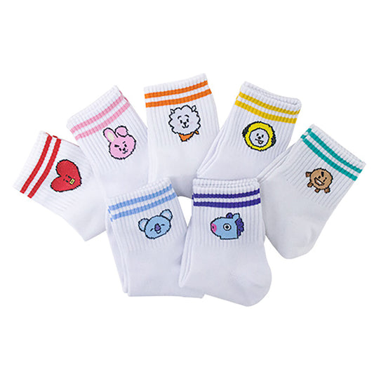 (ONE) BT21 Women's basic line mid-neck socks