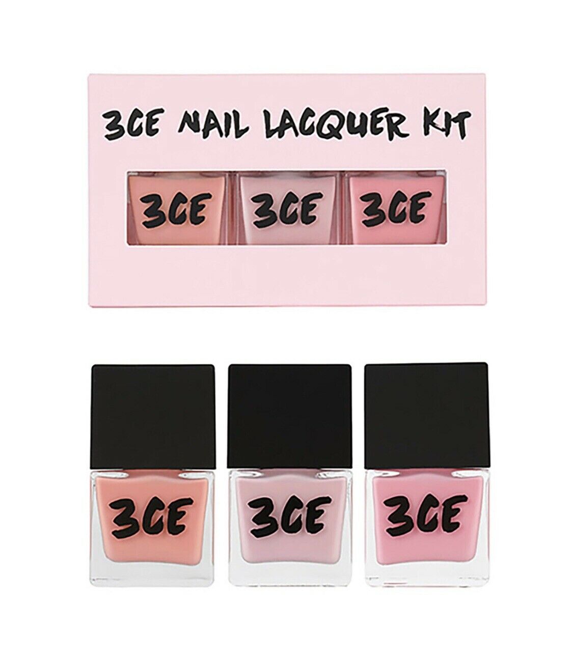 (Set) 3CE - PINK RUMOR NAIL LACQUER KIT ماركه  ثري سي اي تقدم صبغ اظافر عدد ثلاث سيت