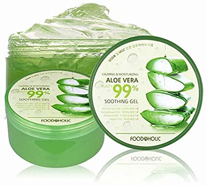 FOODAHOLIC - Aloe VERA 99% SOOTHING GEL 300ml مستخلص من اوراق الصبار  مهدى حمايه ترطيب يحتوي عدده فيتامين ثلاثمائه مكون يعالج عطش جلد واعاده توازن 