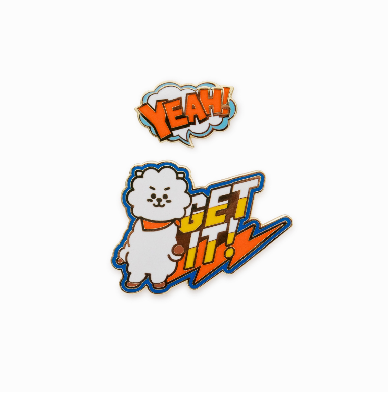 BT21 WAPE Badge set (2 pieces) بروش او دبوس من قطعتين زين بها قميصك او طرف جينز او حقيبتك لشخصيات بي تي اس