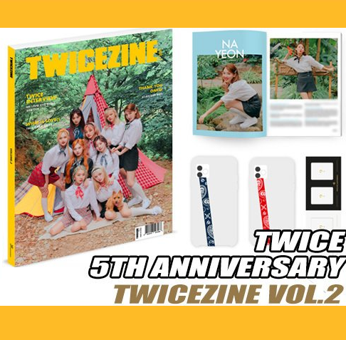 (One) TWICE - 03 TWICEZINE VOL.2 : 5TH ANNIVERSARY MD |  البوم للفرقه محبوبه مع حامل جوال وسيت كارت عدد2 مع اطار لوضعهم وحفظهم