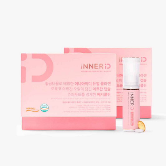 (One) Inner ID Dual  - Collagen (2 weeks, 14 packs)    كولاجين مزدوج  (أسبوعين ، 14 عبوة) من مواد طبيعيه افضل اوقات قبل النوم يتكون من حبه وسائل شاهد وصف من مواد طبيعيه   