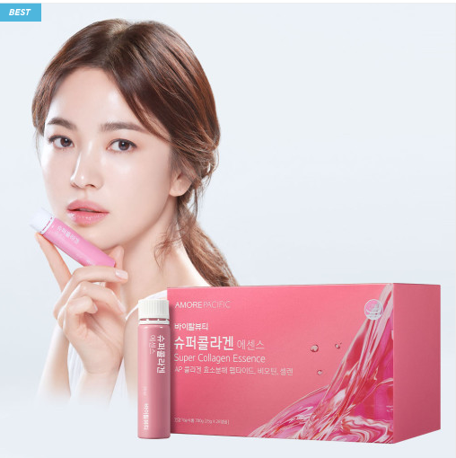 (One) AMORE PACIFIC - Super Collagen Essence 28 Pack Ribbon Packaging    أموري باسيفيك - سوبر كولاجين إيسنس 28 عبوة من شريط التغليف مواد طبيعه ستشعر به عند مذاقك افضل الاوقات قبل النوم يعيد النضاره يزيل تعب ويزيل تجاعيد او بدايه خطوط    