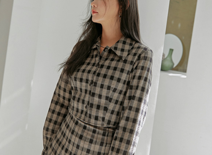 شيرت بونيت شيكرد كروب شيرت | (ONE) [SHIRT]  Bonet checkered Crop shirt