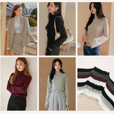 شيرت مجموعة الخريف نصف رقبة حرف تي | (ONE) [SHIRT] Ruffle Half Neck T