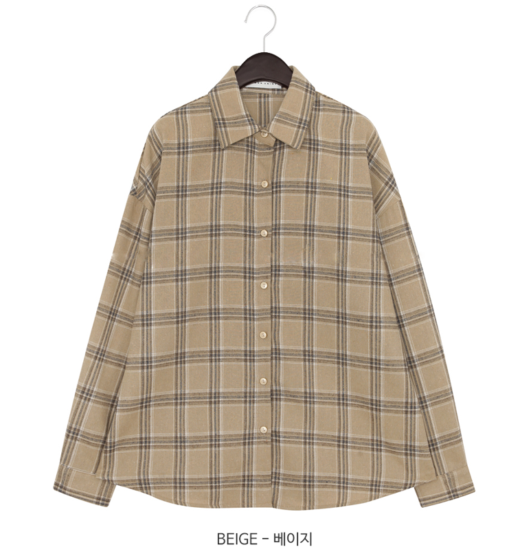 قميص خريفي جميل لمجموعة الخريف | (ONE) [SHIRT] Vintage Loose Fit Checkered Shirt