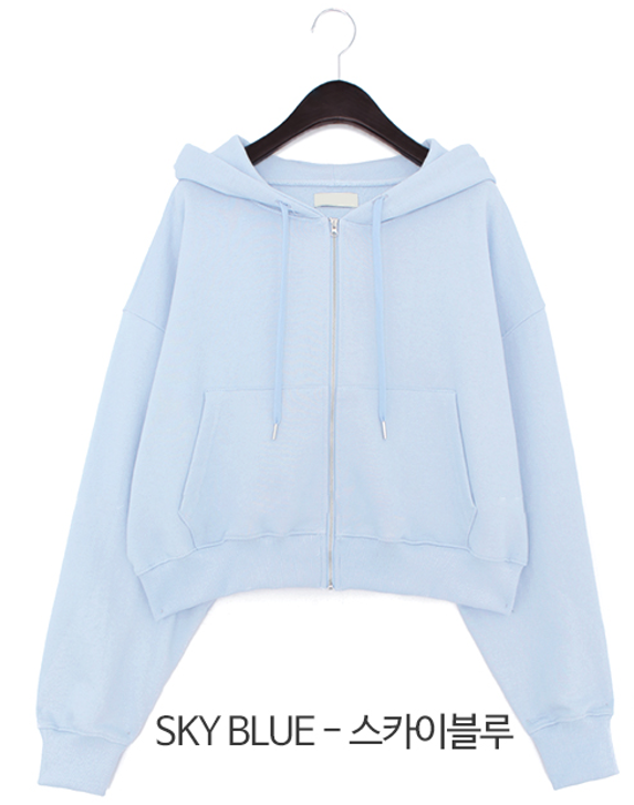 جاتكيت قماش بارد مفتوح من الامام لمجموعة الخريف |  (ONE) [JACKET] Raelon Crop Top Hoodie Zipup