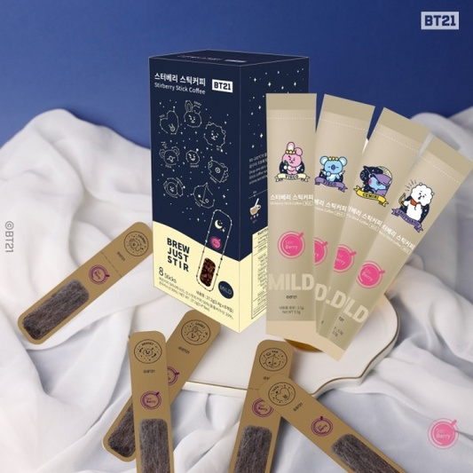 واحد -  قهوه خفيفه تقدمها بي تي اس  استمتع بنكهتها وانت تدرس تطالع كتاب | (ONE) BT21 - Mild Stick Coffee (8ea)